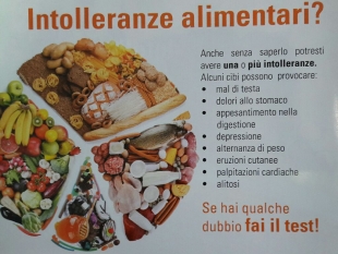 Test INTOLLERANZE alimentari LUN 5 DIC F.cia Gemignani PONZANO MAGRA La Spezia Sarzana