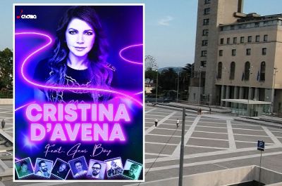 Cristina D&#039;Avena e Gem Boy in piazza Europa