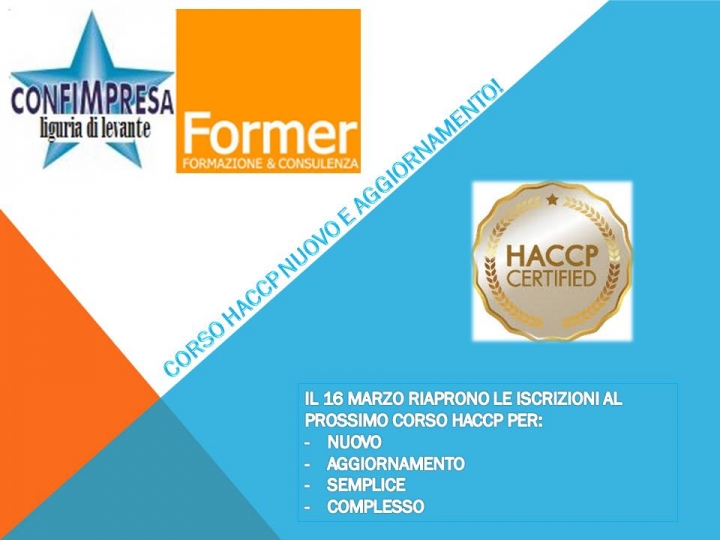 16 marzo, apertura iscrizioni al corso HACCP!