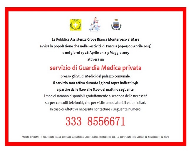 Monterosso, torna il servizio di Guardia Medica gratuito