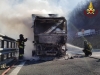 Camion in fiamme sulla A12